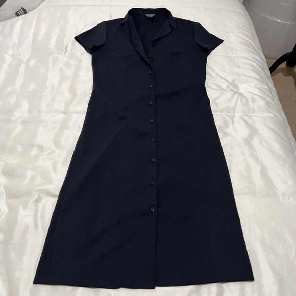 Dice Kayek Button Down Shirt Dress VINTAGE Korea Navy Blue Classic 18” pit-pit - Picture 1 of 6